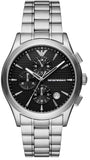 Emporio Armani Paolo Chronograph Black Dial Silver Steel Strap Watch For Men - AR11602 Authentic Buy Shop Now