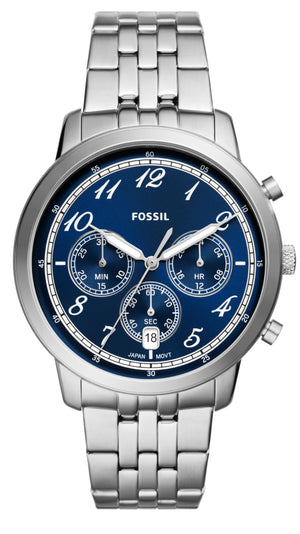 Fossil Neutra Chronograph Blue Dial Silver Steel Strap Watch for Men - FS6025 Authentic Buy Shop Now