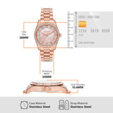 Michael Kors Lexington Three Hand Mother of Pearl Pink Dial Rose Gold Steel Strap Watch For Women - MK7444 Authentic Buy Shop Now