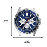 Fossil Garrett Chronograph Blue Dial Blue Rubber Strap Watch for Men - FS5709 Authentic Buy Shop Now