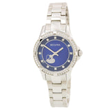 Bulova Crystal Collection Blue Mother of Pearl Dial Silver Steel Strap Watch for Women - 96L238 Authentic Buy Shop Now