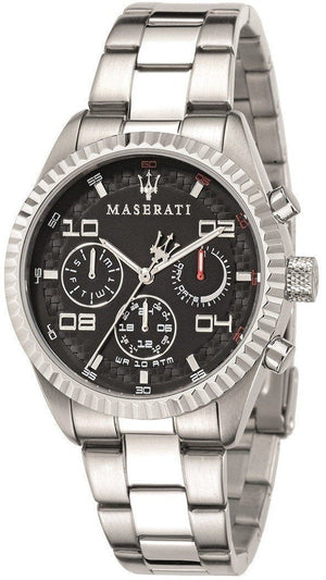 Maserati Competizione Chronograph Black Dial Silver Steel Strap Watch For Men - R8853100012 Authentic Buy Shop Now
