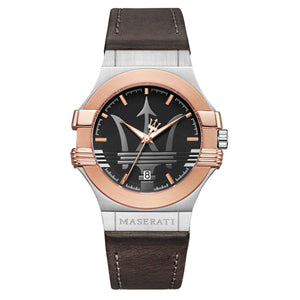 Maserati Potenza Black Dial Brown Leather Strap Watch For Men - R8851108014 Authentic Buy Shop Now