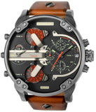 Diesel Mr Daddy 2.0 Chronograph Black Dial Brown Leather Strap Watch For Men - DZ7332 Authentic Buy Shop Now