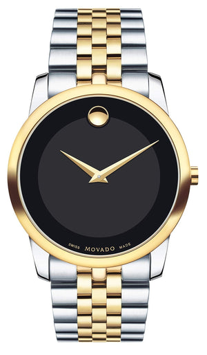 Movado Museum Classic Black Dial Two Tone Steel Strap Watch For Men - 606899 Authentic Buy Shop Now