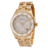 Marc Jacobs Blade Chronograph White Dial Gold Steel Strap Watch for Women - MBM3081 Authentic Buy Shop Now