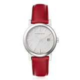 Burberry The City Silver Dial Red Leather Strap Watch for Women - BU9129 Authentic Buy Shop Now