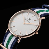 Daniel Wellington Classic Nottingham White Dial Two Tone NATO Strap Watch For Men - 0108DW Authentic Buy Shop Now