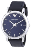 Emporio Armani Classic Quartz Blue Dial Black Leather Strap Watch For Men - AR1731 Authentic Buy Shop Now