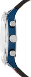 Fossil Bronson Chronograph Luggage Blue Dial Brown Leather Strap Watch for Men - FS5829 Authentic Buy Shop Now
