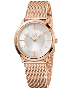 Calvin Klein Minimal White Dial Rose Gold Mesh Bracelet Watch for Women - K3M22626 Authentic Buy Shop Now