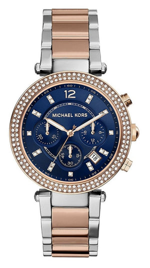 Michael Kors Parker Blue Dial Two Tone Steel Strap Watch for Women - MK6141 Authentic Buy Shop Now