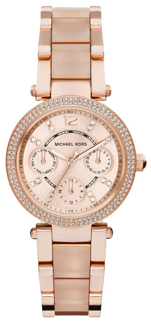 Michael Kors Parker Pink Dial Two Tone Steel Strap Watch for Women - MK6110 Authentic Buy Shop Now