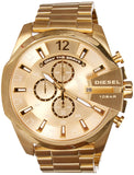 Diesel Mega Chief Chronograph Gold Dial Gold Steel Strap Watch For Men - DZ4360 Authentic Buy Shop Now