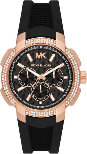 Michael Kors Sydney Pave Black Dial Black Silicone Strap Watch for Women - MK7245 Authentic Buy Shop Now