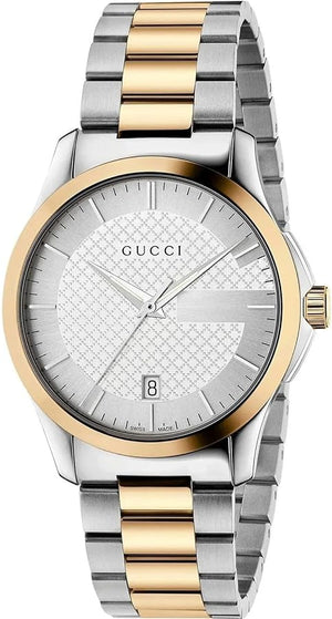 Gucci G Timeless Quartz Silver Dial Two Tone Steel Strap Watch For Men - YA126450 Authentic Buy Shop Now