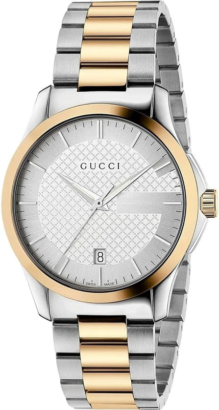 Gucci G Timeless Quartz Silver Dial Two Tone Steel Strap Watch For Men - YA126450 Authentic Buy Shop Now
