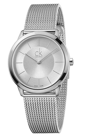 Calvin Klein Minimal White Dial Silver Mesh Bracelet Watch for Men - K3M22126 Authentic Buy Shop Now