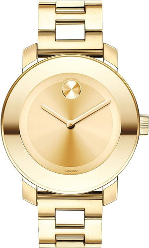 Movado Bold Gold Dial Yellow Gold Steel Strap Watch for Women - 3600104 Authentic Buy Shop Now