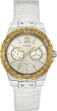 Guess Limelight Quartz Silver Dial White Leather Strap Watch For Women - W0775l8 Authentic Buy Shop Now