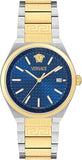 Versace V-Auria Quartz Blue Dial Two Tone Steel Strap Watch for Men - VE0F00325 Authentic Buy Shop Now
