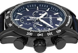 Versace V-Ray Chronograph Quartz Blue Dial Black Leather Strap Watch For Men - VEDB00418 Authentic Buy Shop Now
