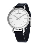 Calvin Klein Even Silver Black Leather Strap Watch for Women - K7B231C6 Authentic Buy Shop Now