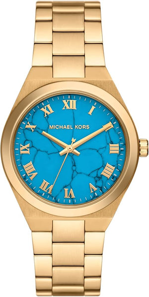 Michael Kors Lennox Analog Blue Dial Gold Steel Strap Watch for Women - MK7460 Authentic Buy Shop Now