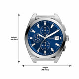 Fossil Everett Chronograph Blue Dial Silver Steel Strap Watch for Men - FS5795 Authentic Buy Shop Now