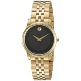 Movado Museum Classic Quartz Black Dial Gold Steel Strap Watch For Women - 0607005 Authentic Buy Shop Now