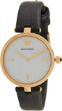 Emporio Armani Arianna Analog Silver Dial Black Leather Strap Watch For Women - AR11200 Authentic Buy Shop Now