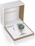 Versace Grace Chronograph Quartz Green Dial Silver Steel Strap Watch For Men - VEZ900121 Authentic Buy Shop Now