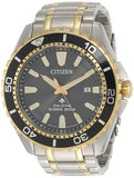 Citizen Eco Drive Promaster Diver Black Dial Two Tone Steel Strap Watch For Men - BN0194-57E Authentic Buy Shop Now