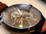 Fossil Townsman Automatic Skeleton Black Dial Brown Leather Strap Watch for Men - ME3181 Authentic Buy Shop Now