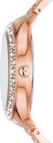 Michael Kors Lilane Three Hand Mother of Pearl White Dial Rose Gold Steel Strap Watch For Women - MK4557 Authentic Buy Shop Now