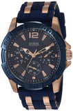 Guess Oasis Blue Dial Blue & Rose Gold Stainless Steel Strap Watch For Men - W0366G4 Authentic Buy Shop Now