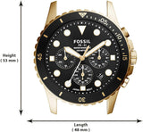 Fossil FB-01 Chronograph Black Dial Gold Steel Strap Watch for Men - FS5836 Authentic Buy Shop Now