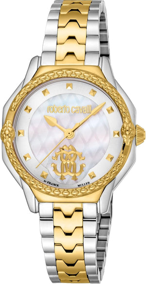 Just Cavalli Classic Mother of Pearl Dial Two Tone Steel Strap Watch for Women - RV1L225M0071 Authentic Buy Shop Now