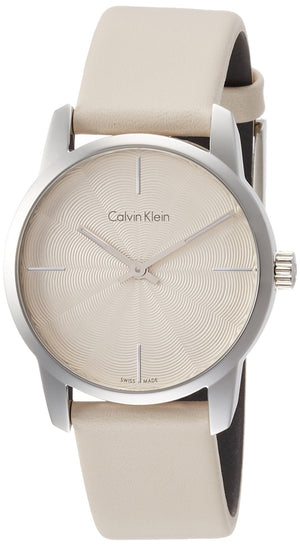 Calvin Klein City White Dial White Leather Strap Watch for Women - K2G231XH Authentic Buy Shop Now