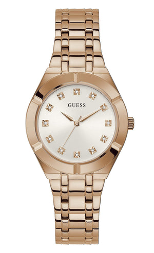 Guess Crystalline Diamonds Silver Dial Rose Gold Steel Strap Watch for Women - GW0114L3 Authentic Buy Shop Now