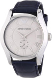 Emporio Armani Valente Quartz Silver Dial Grey Leather Strap Watch For Men - AR1666 Authentic Buy Shop Now