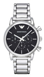 Emporio Armani Chronograph Black Dial Silver Steel Strap Watch For Men - AR1853 Authentic Buy Shop Now