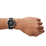 Emporio Armani Classic Chronograph Black Dial Black Leather Strap Watch For Men - AR1733 Authentic Buy Shop Now