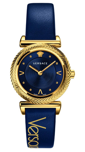 Versace Greca Blue Dial Blue Leather Strap Watch for Women - VERE00218 Authentic Buy Shop Now