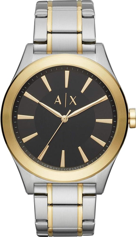 Armani Exchange Nico Analog Black Dial Two Tone Steel Strap Watch For Men - AX2336 Authentic Buy Shop Now