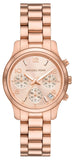 Michael Kors Runway Chronograph Rose Gold Dial Rose Gold Steel Strap Watch For Women - MK7327 Authentic Buy Shop Now