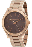 Michael Kors Slim Runway Brown Dial Rose Gold Stainless Steel Strap Watch for Women - MK3181 Authentic Buy Shop Now