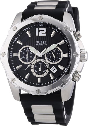 Guess Intrepid Chronograph Black Dial Two Tone Steel Strap Watch for Men - W0167G1 Authentic Buy Shop Now