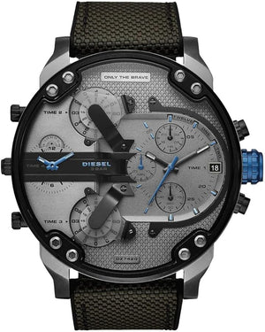 Diesel Mr Daddy 2.0 Chronograph Grey Dial Black Nylon Strap Watch For Men - DZ7420 Authentic Buy Shop Now