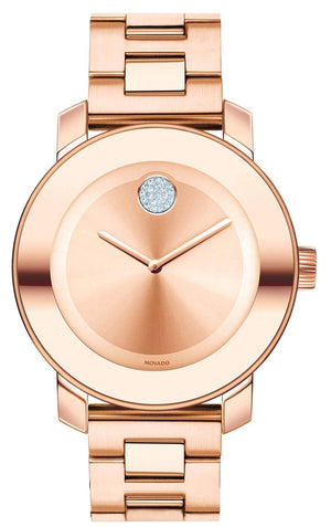 Movado Bold Rose Gold Dial Rose Gold Steel Strap Watch for Women - 3600086 Authentic Buy Shop Now